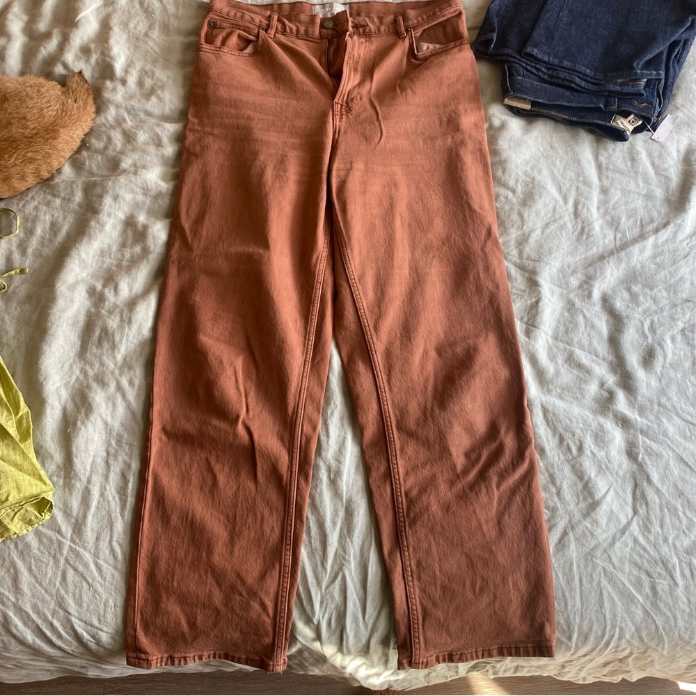 Everlane the Way High Jean in burnt orange, 31 Tall